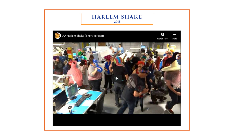 advanced assembly employees doing the harlem shake, 2013